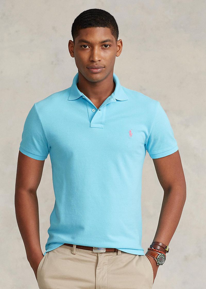 Poleras Polo Polo Ralph Lauren Hombre Slim Fit Mesh Chile Azules MPHCZ-2756